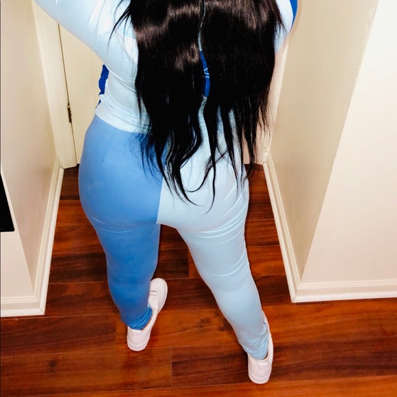 GSUWOO Blue color block zip hoodie set - Picture 9 of 9